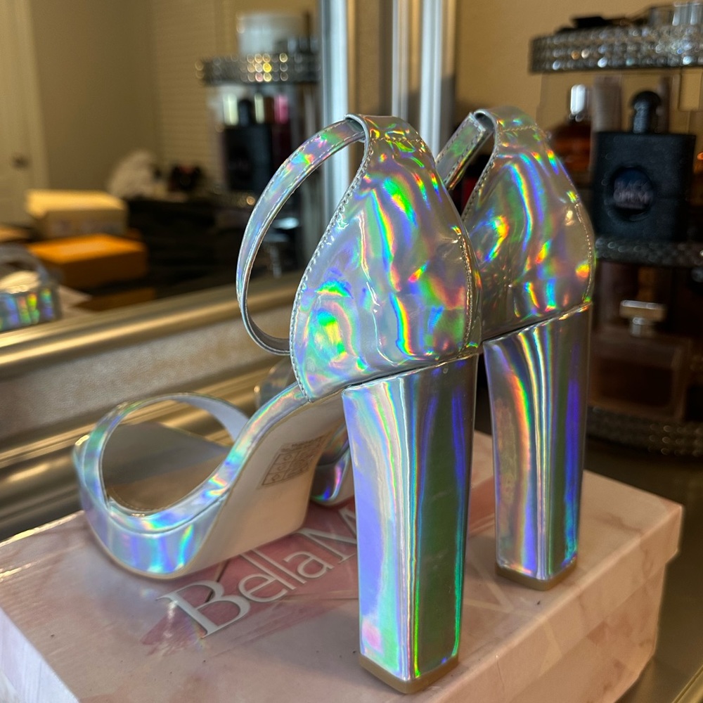 Silver Holographic Platform Heels - Picture 5 of 7